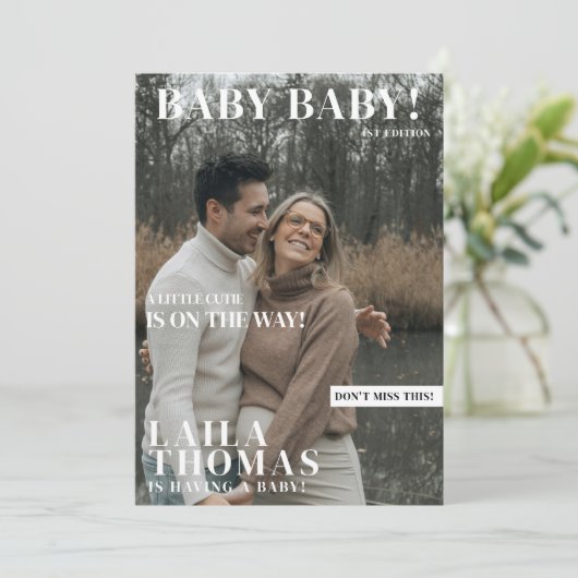 Baby shower Magazine Hoesje Stijl Foto's Modern Kaart (Staand voorkant)
