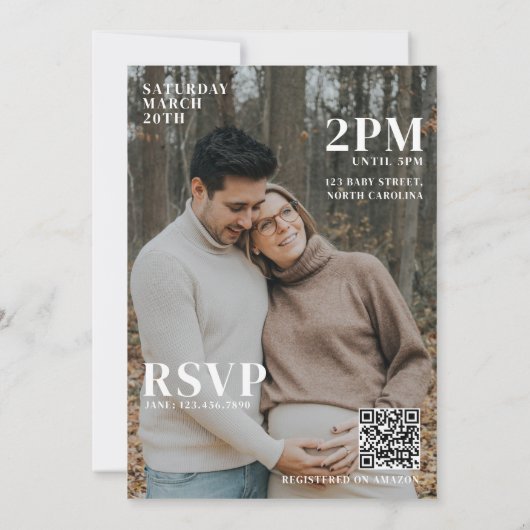 Baby shower Magazine Hoesje Stijl Foto's Modern Kaart (Achterkant)