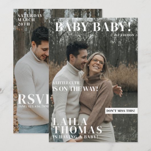 Baby shower Magazine Hoesje Stijl Foto's Modern Kaart (Voorkant / Achterkant)