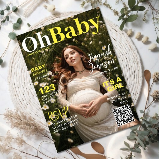 Baby shower Magazine Hoesje Uitnodiging