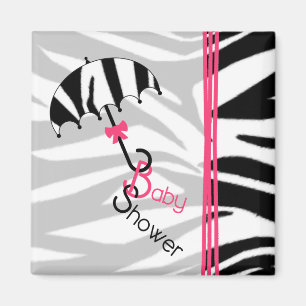 baby shower Magnet - Zebra Print Umbrella & Roze
