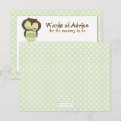 Baby shower Mam Advice Kaart Green Sleepy Owl (Voorkant / Achterkant)