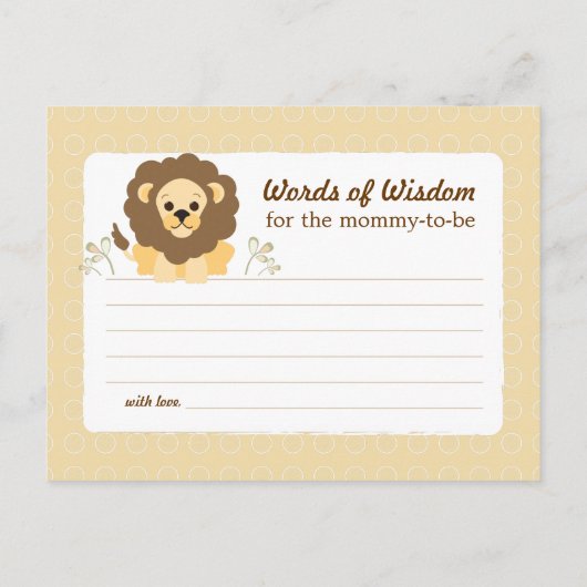 Baby shower Mam Advice Kaart Neutrale Lion (Achterkant)
