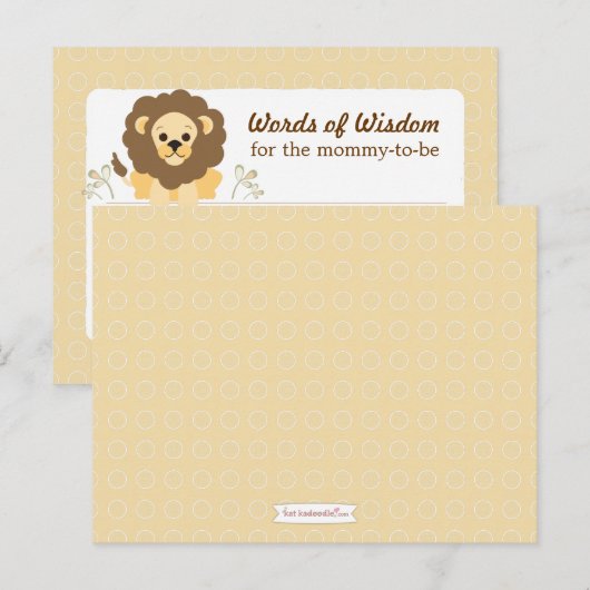 Baby shower Mam Advice Kaart Neutrale Lion (Voorkant / Achterkant)