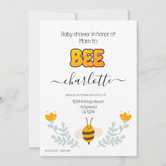 Baby shower Mam naar Bee Kaart (Voorkant)