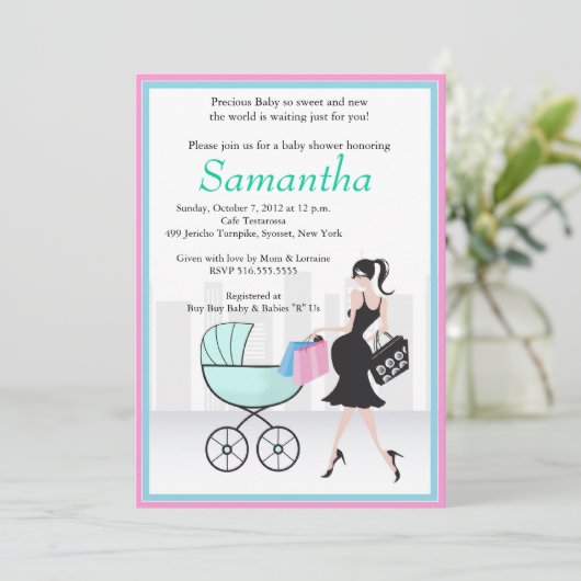 baby shower mam om bij het vervoer te zijn kaart (Staand voorkant)