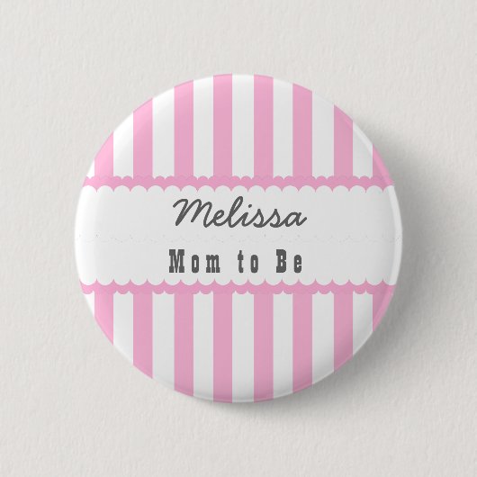 baby shower mam om strepen V06 roze te zijn Ronde Button 5,7 Cm (Voorkant)
