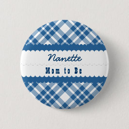 baby shower mama als diagonaal opgezette V10-BLAUW Ronde Button 5,7 Cm