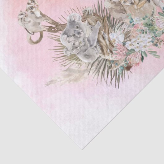 Baby shower Mama Australian Animals roze Tissuepapier (Detail)