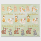 Baby shower Mama Baby Animals Gefeliciteerd Cadeaupapier (Vlak)
