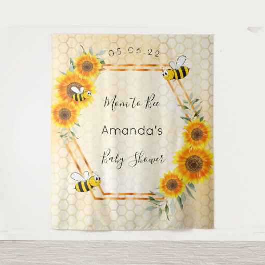 Baby Shower Mama bij te worden zonnebloemen hommel Wandkleed (Voorkant)