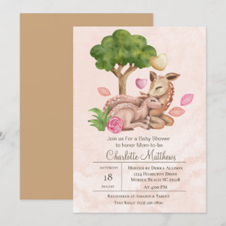 Baby shower mama en Baby Deer Forrest Kaart