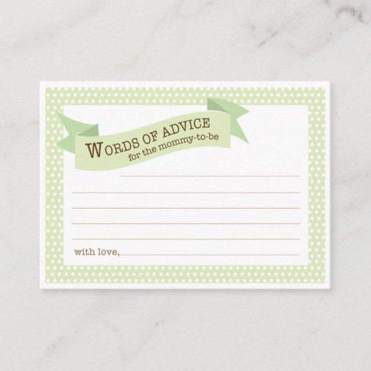 Baby shower Mammie Advice Kaart | Groen