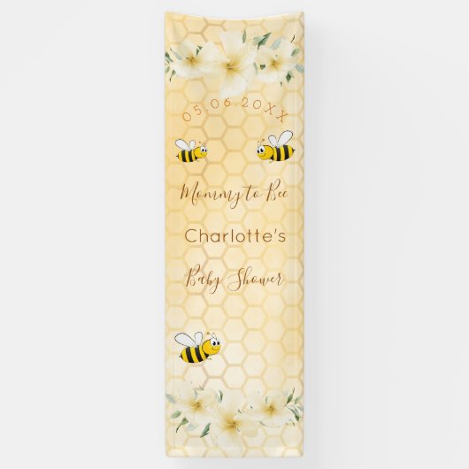 Baby shower mammie om hommels honingraat te worden spandoek (Verticaal)