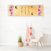 Baby shower mammie om roze gele honingraat te word spandoek (Insitu)