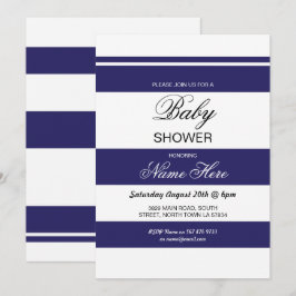 baby shower marine & White Stripe Party Chic Invit Kaart
