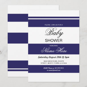 baby shower marine & White Stripe Party Chic Invit Kaart