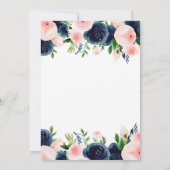 Baby shower marineblauw blush roze Waterverf bloem Kaart (Achterkant)