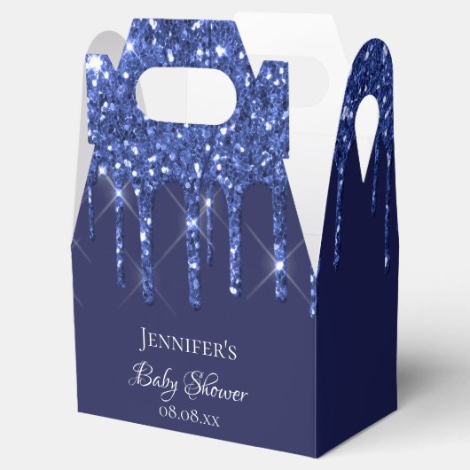 Baby shower marineblauw glitter drift bedankt bedankdoosjes (Geopend)