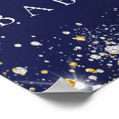 Baby shower - marineblauw goudballonnen welkom poster (Hoek)