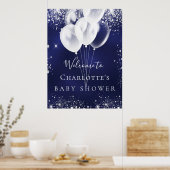 Baby shower marineblauwe witte ballonnen welkom poster (Keuken)