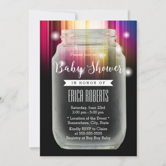 Baby shower Mason Jar Elegant Aurora Borealis Kaart (Voorkant)