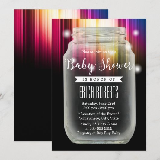 Baby shower Mason Jar Elegant Aurora Borealis Kaart (Voorkant / Achterkant)