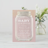 Baby shower Mason Jar Gold Confetti Dusty Pink Kaart (Staand voorkant)