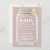 Baby shower Mason Jar Gold Confetti Dusty Pink Kaart (Voorkant)