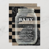 Baby shower Mason Jar Rustic Burlap Stripes Kaart (Voorkant / Achterkant)