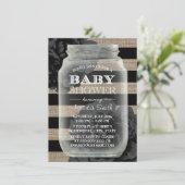 Baby shower Mason Jar Rustic Burlap Stripes Kaart (Staand voorkant)