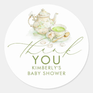 Baby Shower Matcha Thee Feest Dank Je Favors Ronde Sticker