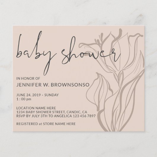 Baby shower Matig Blush Roze party Floral Invite Flyer (Voorkant)