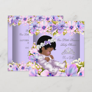 Baby Shower Meisje Afro-Amerikaans Paarse Prinses Kaart
