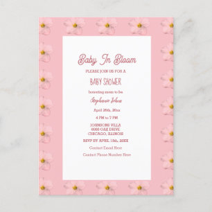 Baby shower meisje Baby in bloei bloemenpatroon ro Briefkaart