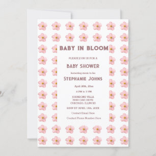 Baby shower Meisje Baby in Bloom Roze Bloemen Tren Kaart
