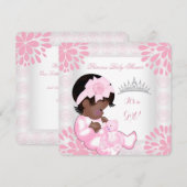 Baby shower Meisje Baby Peach roze Beer Kaart (Voorkant / Achterkant)