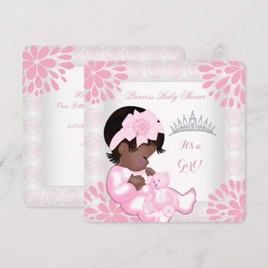 Baby shower Meisje Baby Peach roze Beer Kaart (Voorkant / Achterkant)