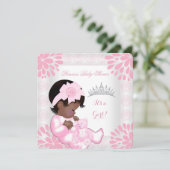 Baby shower Meisje Baby Peach roze Beer Kaart (Staand voorkant)