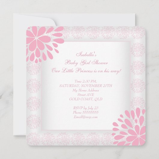 Baby shower Meisje Baby Peach roze Beer Kaart (Achterkant)