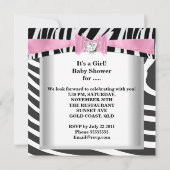 Baby shower Meisje Baby Roze Zwarte Zebra Kaart (Achterkant)