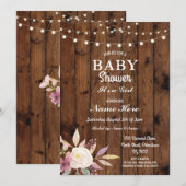 Baby shower Meisje Bloemen Hout Lichten Rustiek Ui Kaart (Voorkant / Achterkant)