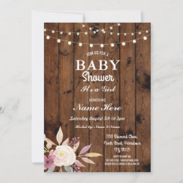 Baby shower Meisje Bloemen Hout Lichten Rustiek Ui Kaart