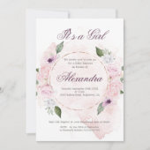 Baby shower Meisje Blush Roze Bloemen Kaart (Voorkant)