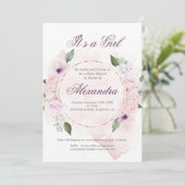 Baby shower Meisje Blush Roze Bloemen Kaart (Staand voorkant)