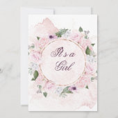 Baby shower Meisje Blush Roze Bloemen Kaart (Achterkant)