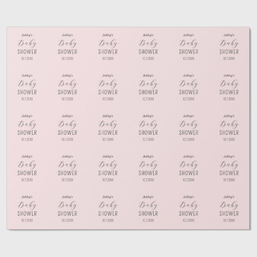 Baby shower meisje blush roze cadeaupapier (Vlak)