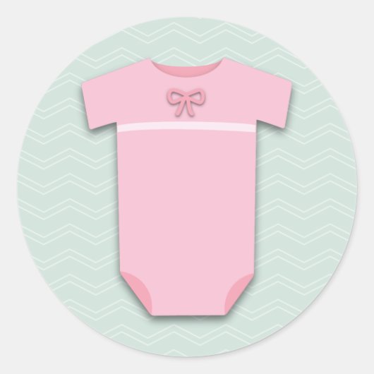 Baby shower Meisje Bodysuit Ronde Sticker (Voorkant)