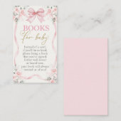 Baby shower Meisje Boeken voor Baby Kaart met boog (Voorkant / Achterkant)