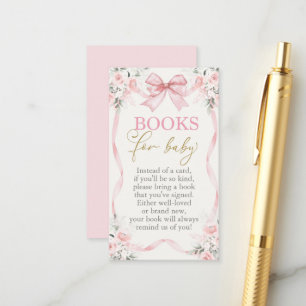 Baby shower Meisje Boeken voor Baby Kaart met boog